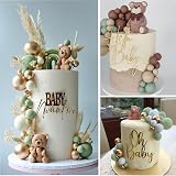 ASTARON 32 Pcs Ball Cake Topper Decorations Mini Foam Balloons Green Brown Gold view 4