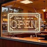 Planzo Open Sign for Business, Dimmable LED Neon Open Light Advertisement Board for Restaurant Beauty Salon Bar Cafe Music Studio Storefront Window Office Spa Hotel Party Club Wall Decor Warm White