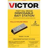 Victor Fast-Kill Brand Disposable Mouse Poison Bait Station &ndash; 2-Pack, M914 - Attract and Kill Mice - Easy to Use - Includes High Quality Bait Formaula - Includes 2 Disposable Stations