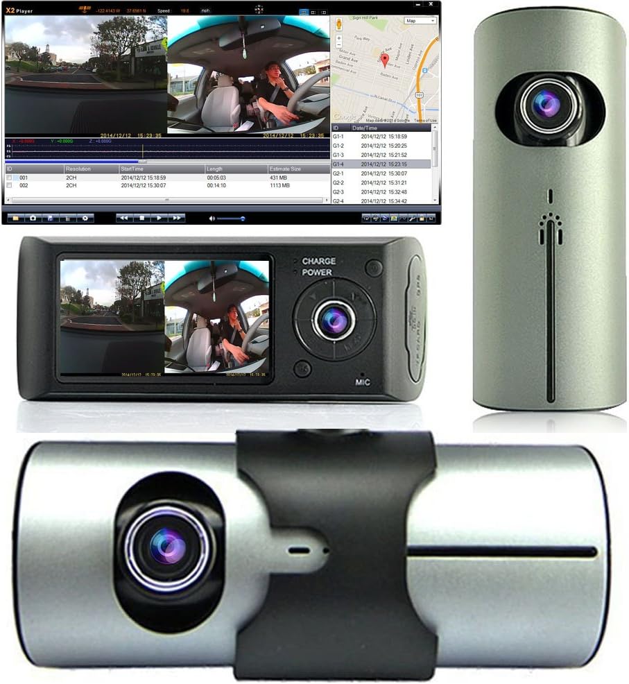 Indigi Dash Cam 2.7" TFT LCD Dual Camera Lens Car DVR IR Night Vision GPS Tracker - New