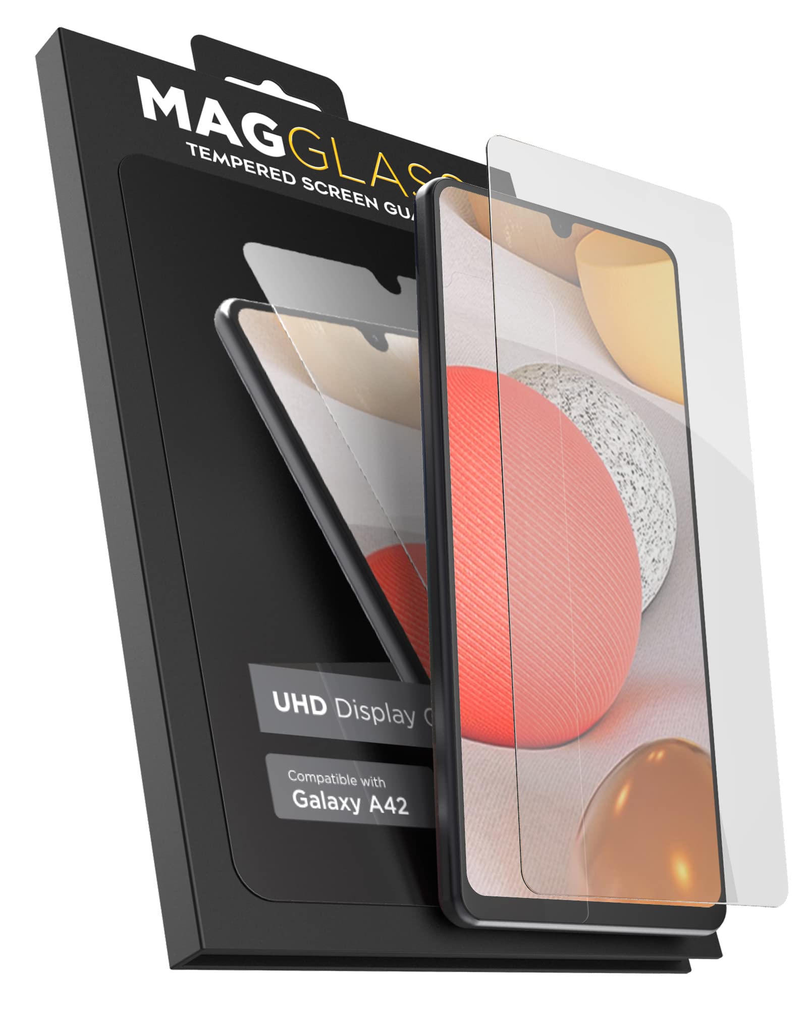 magglass Samsung A42 Screen Protector Tempered Glass - Anti Bubble UHD Full Coverage Display Guard for Galaxy A42 (Case Compatible)