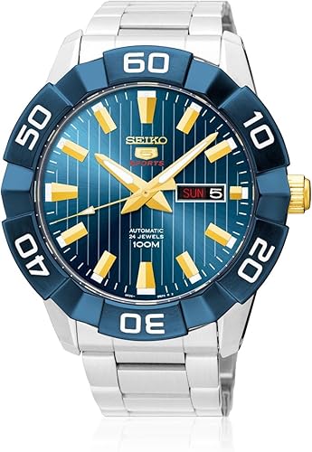 Amazon Com Seiko 5 Sports Srpa53 Men S Stainless Steel Orange Dial 100m Automatic Watch Watches