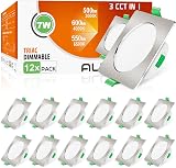ALUSSO Square LED Downlights 7W 3CCT Dimmable Brushed Nickel 12 Pack view 1