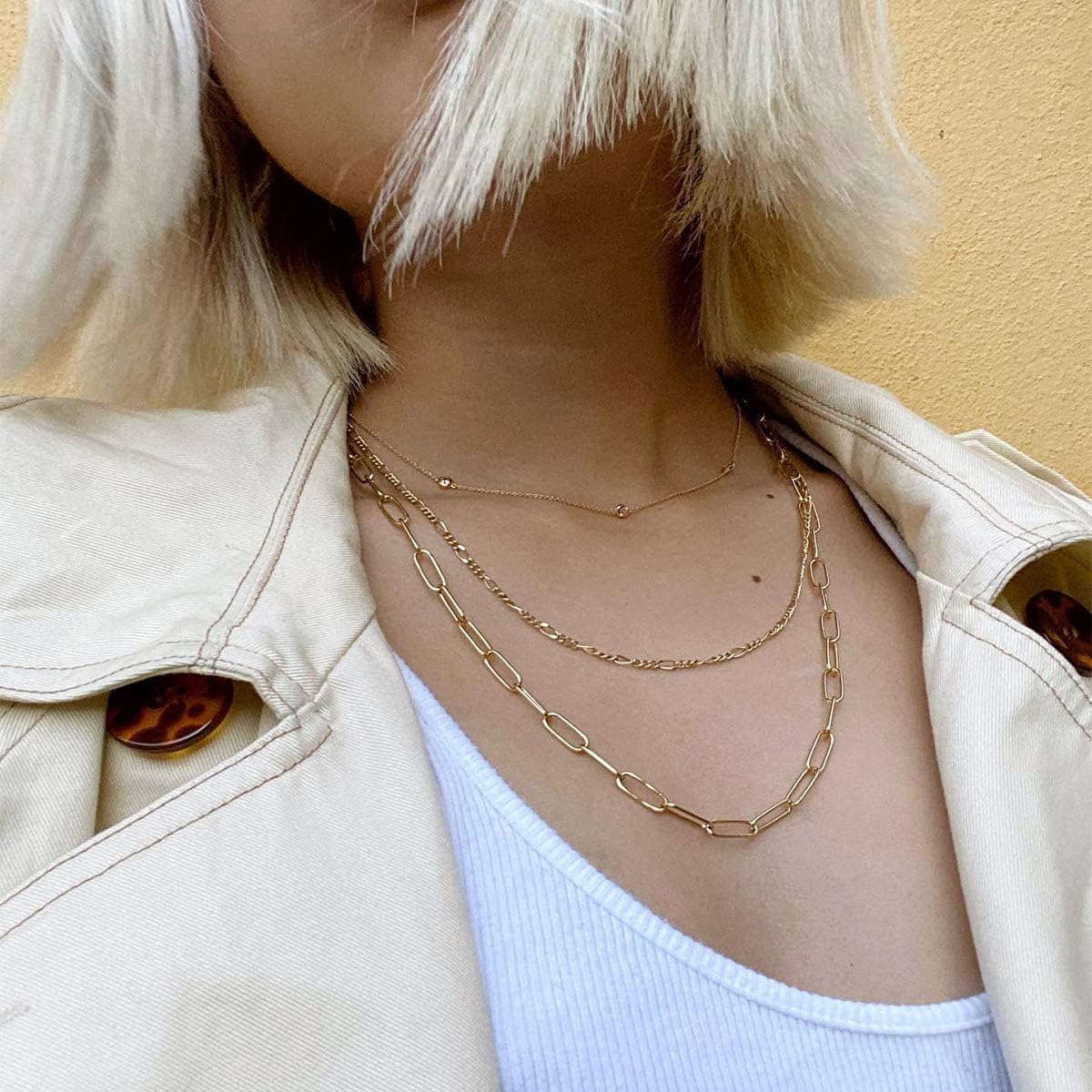 Reoxvo Gold Chain Necklace Paperclip Link Chain Necklaces for Women: Jewelry