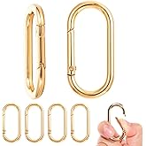 JIEYAO 6 Pcs Oval Carabiner Snap Clip, Metal Spring Key Ring, Trigger Snap O Ring Hooks Clip Spring Keyring Buckle Heavy Oval Dog Tag Clips for Bags Purse Keychain Replacement