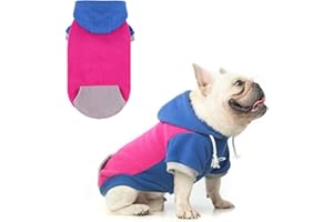 BEAUTYZOO Fleece Dog Hoodie Sweatershirt with Pocket and Leash Hole, Stretchy Small Medium Large Sized Dogs Clothes for Fall Winter Cold Days, Color Designer Warm Dog Jackets,French Bulldog Coats