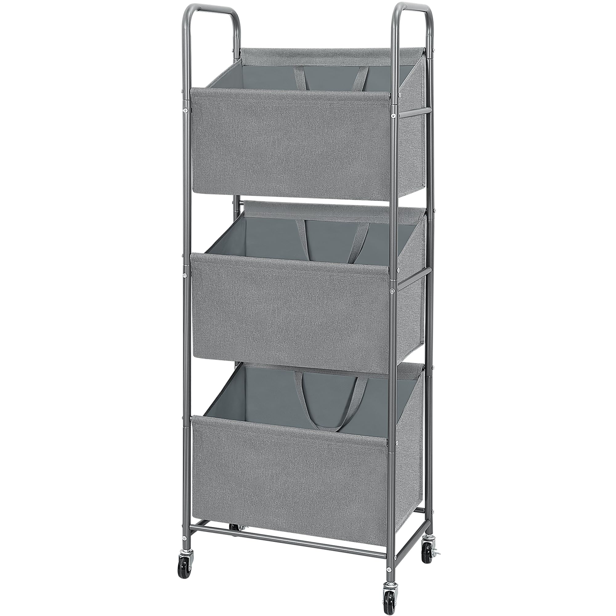 Photo 1 of ***SCREWS NEEDED*** STO STO 3-Tier Vertical Rolling Laundry Hamper with Removable Bags, 120L Space-Saving Laundry Sorter Basket, Clothes Hamper with Wheels for Small Spaces, Closet, Bedroom, Bathroom, Laundry Room, Gray