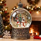 Christmas Snow Globes Lantern, Snowman and Christmas Tree Christmas Decorations Indoor, 6H Timer Battery & USB Powered Light Up Musical Snow Globes for Kids Women Adults Gift Thanksgiving Home Decor