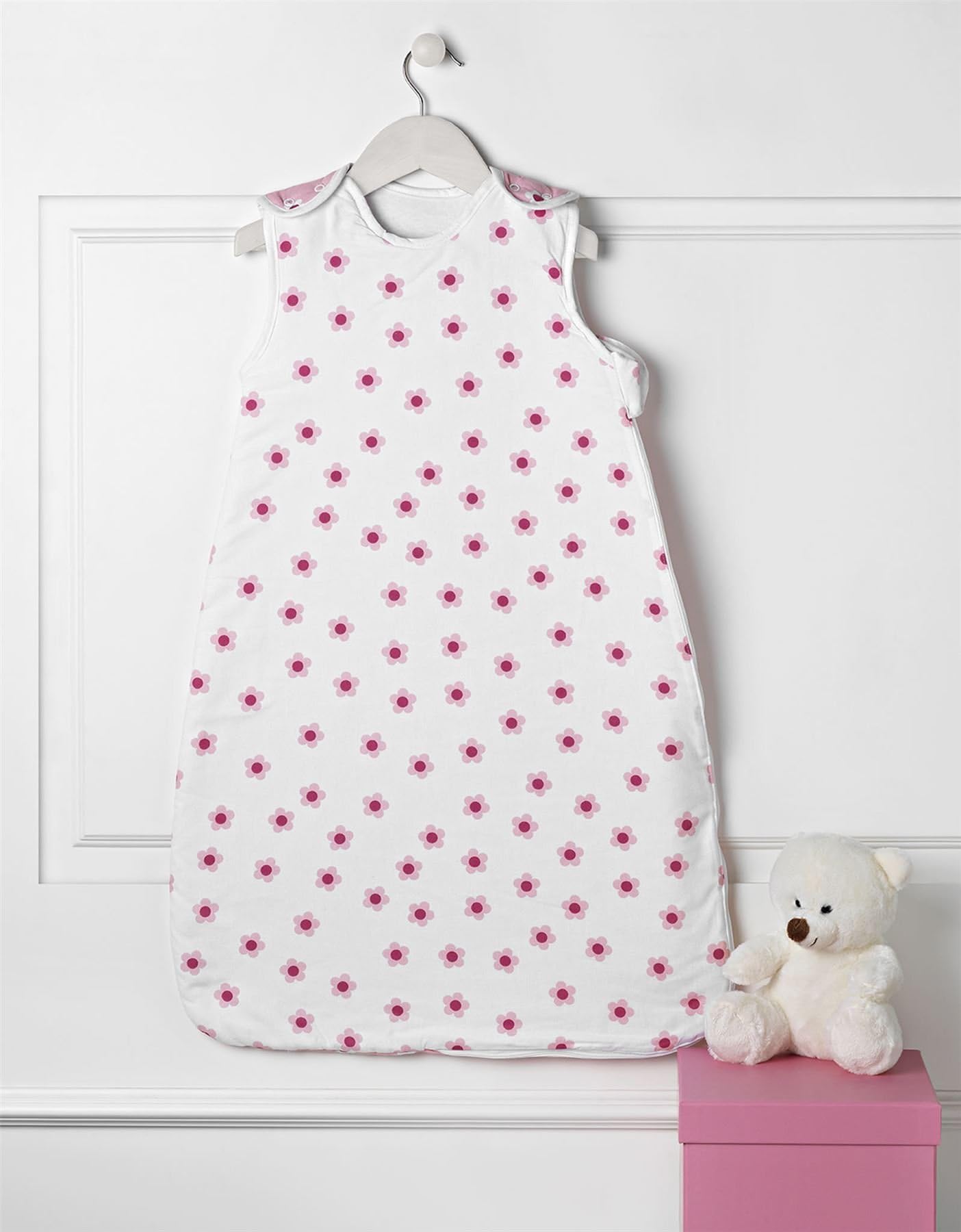 Lullababy Linens® Newborn 0-6 Months Baby Soft Sleep Bag 2.5 Tog Flower Cow Design Pink