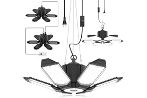 toberich 2 Pack Plug in Garage Light - Super Bright 200W 20000LM Linkable LED Shop Light w/ 9.84ft Power Cord, 6500K Work Light for Garage, Workshop, Utility Room (Built-in Outlet)