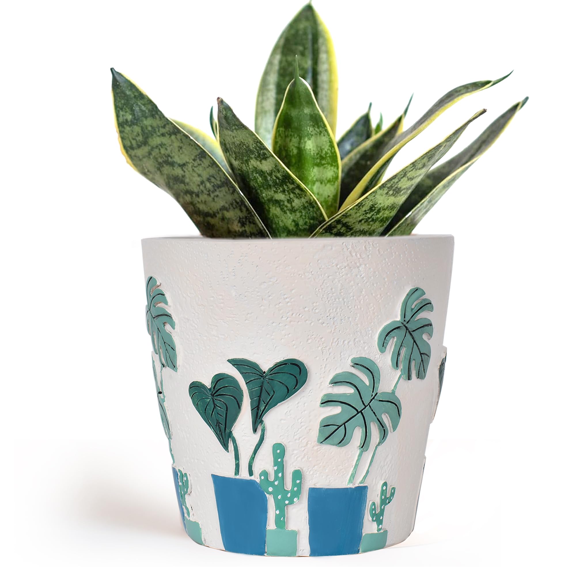Photo 1 of Midogaigai Cute Monstera Plant Pots,Unique Hand-Painted Flower Pots with Drainage,Lightweight Eclectic Planter for Indoor Plants,Funny Modern Home Décor for Living Room,Garden(5.5in,White)