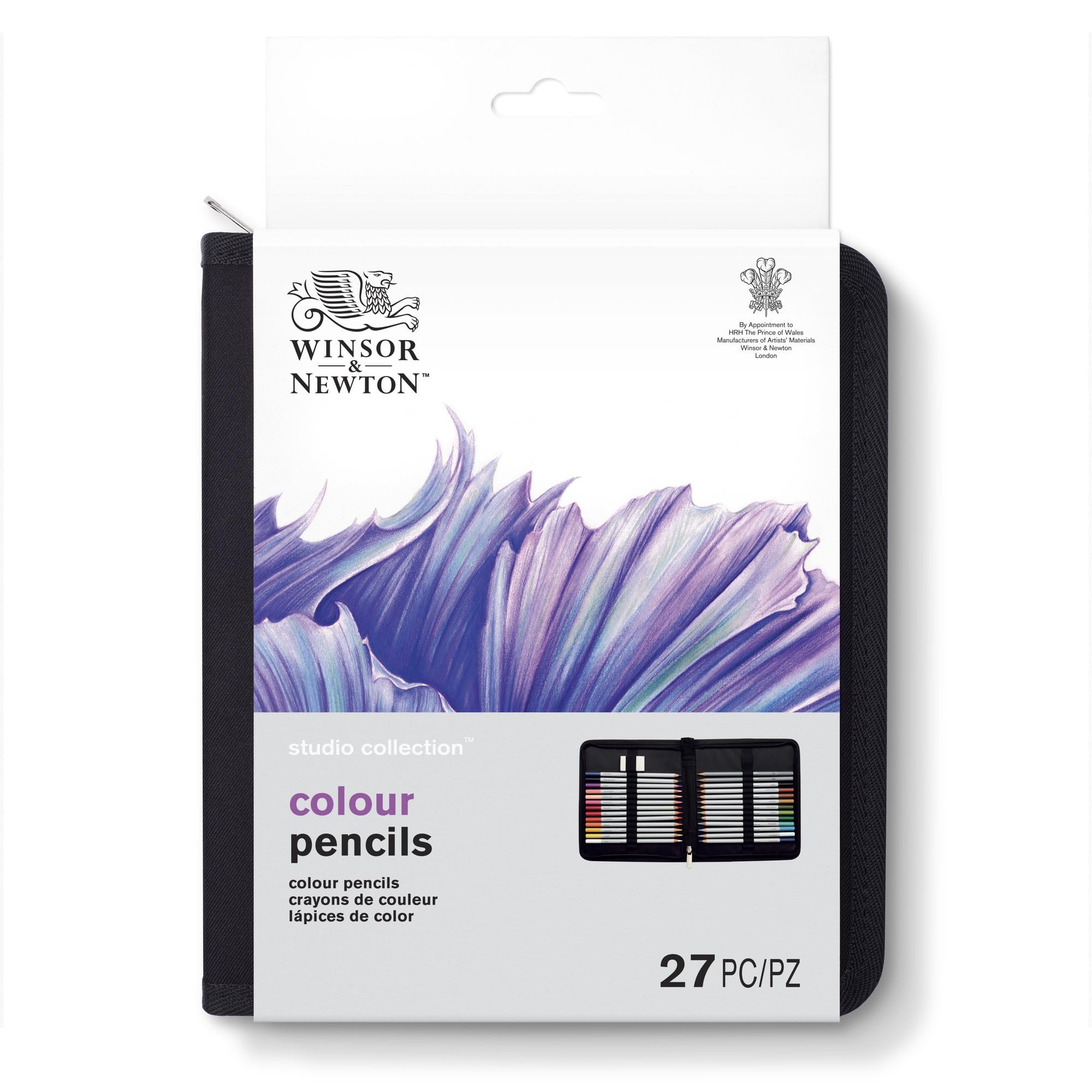Winsor & Newton 2090004 27 Piece Gift Set for Sketching, Illumination, Drawing for Artists with 24 Colouring Pencils, 2 Sketch Pencils in HB, 2B and 1 Sharpener, multicoloured, Collection Box klein