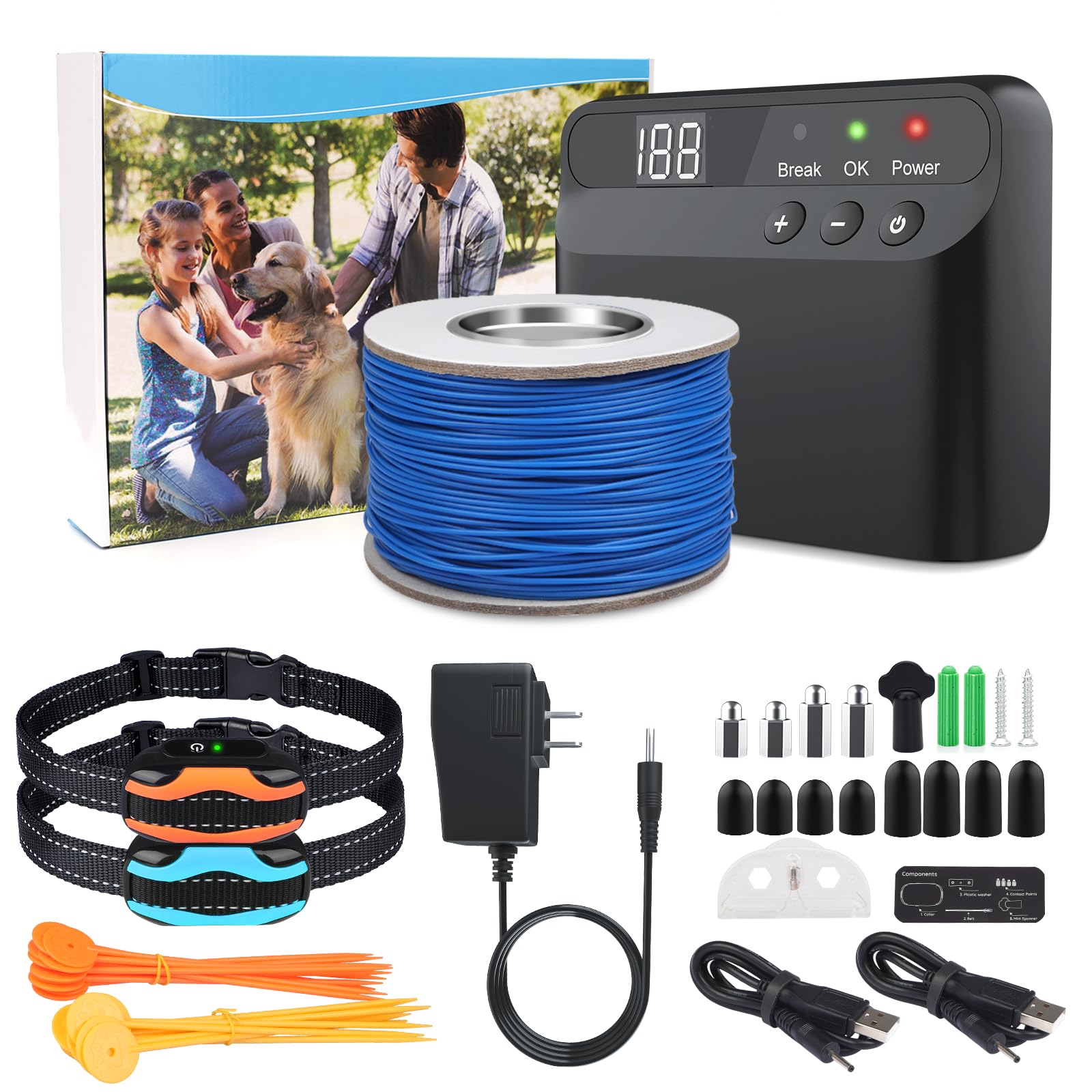 Photo 1 of PcEoTllar Electric Fence for Dogs, Electric Dog Fence System, 2 Water Resistant Collar Receiver, with 656Ft Underground/Aboveground Boundary Wire, for Small Medium Large Dogs