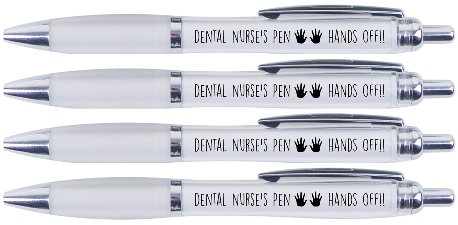 DENTAL NURSE'S PEN HANDS OFF!!, 4 PRINTED PENS FOR DENTAL NURSE Amazon