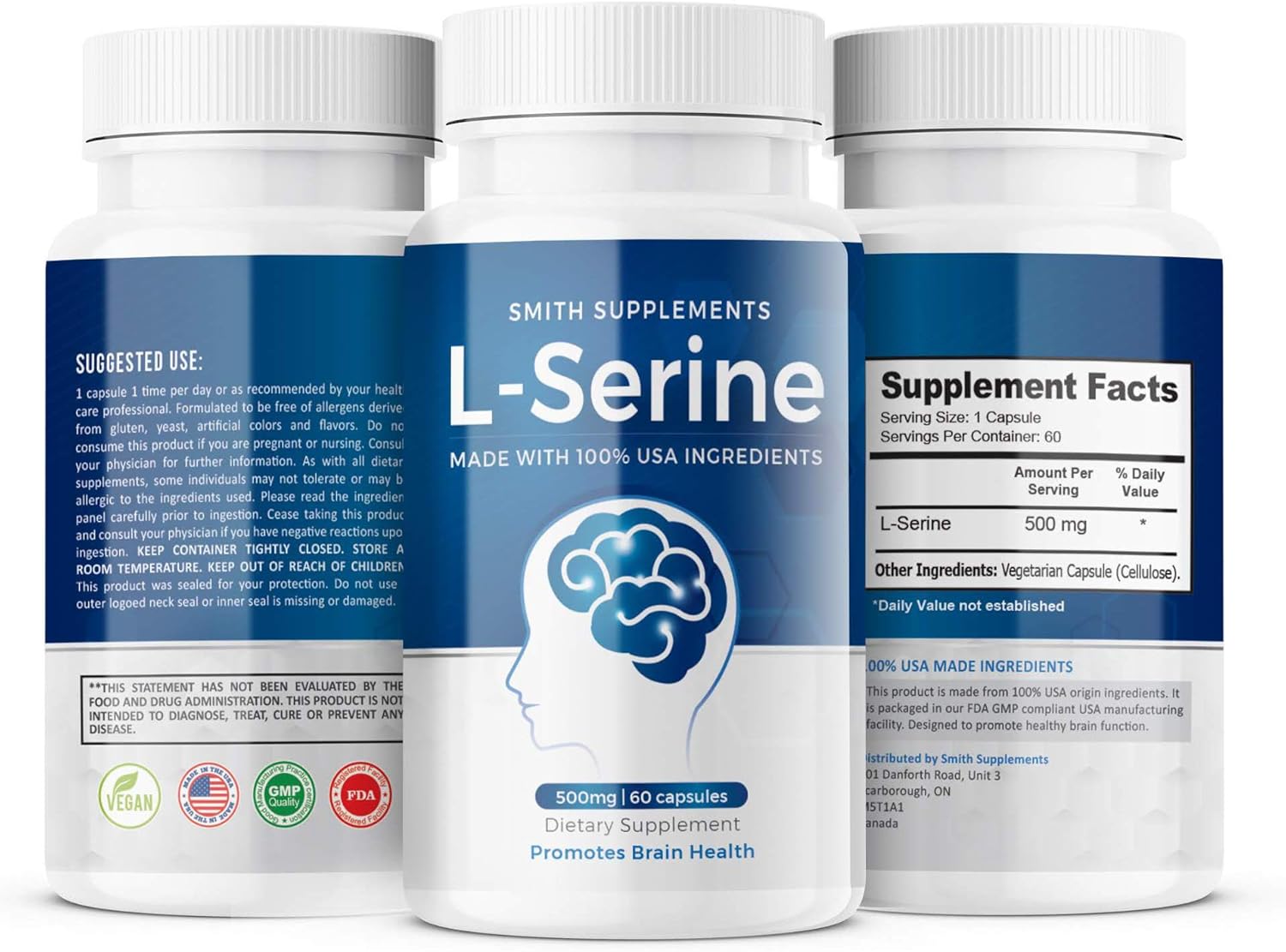 LSerine Supplements by Smith Supplements, 500mg Capsules Promotes
