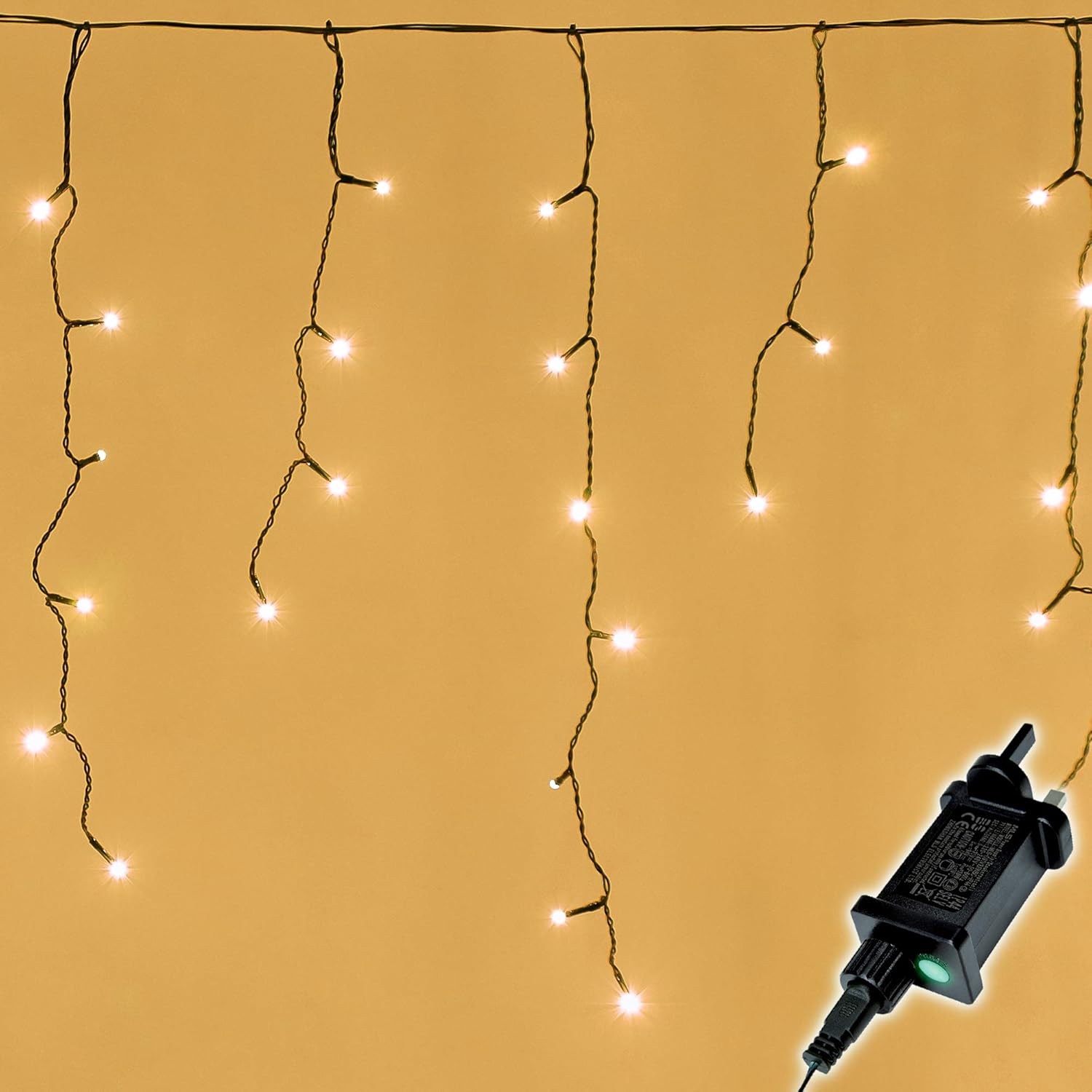 Icicle Lights Outdoor Christmas 2000 LED 60m Lit Length, Warm White LED Icicle Fairy House