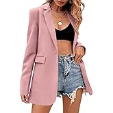Febriajuce Women's Casual Long Sleeve Lapel Oversized Button Work Office Blazer Suit Jacket