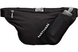 Nathan Hydration Belt for Running - Hydrapak Soft Flask 25 oz Bottle with ExoSpine - Breathable, Adjustable Comfort Fit - Angled Flask Holder - Pinnacle FeatherLite, Ultra-Light, Black