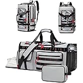 MCBD Gym Bags for Men & Women, 45L Travel Duffle Sports Backpack with Shoes & Laptop Compartment, Large Workout Carry On Bag Weekender Overnight Tote, Grey