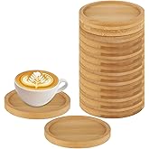 GBACHOOSE 32 Pack 3 Inch Bamboo Coasters for Planters, Small Plant Coasters Bamboo Planter Drink Saucer Trays Tabletop Planters Protection Home Office Decoration