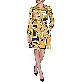 Karl Lagerfeld Womens Button Front Silky Crepe Abstract Printed Satin Shirt Dress