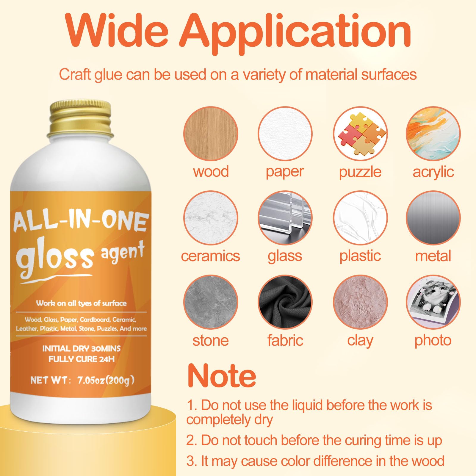 1DFAUL 200 ml Bastelkleber mit Glanzfinish, Lack und Versiegelung in einem, schnelltrocknend, kratz- und abriebfest, wasserfest, für Holz, Papier, Ton, Stoff und mehr. 7