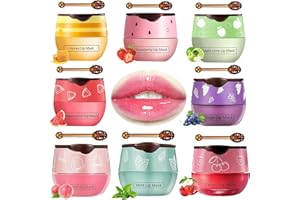 MINILING 8 PCS Bee Lip Balm Honey Pot, Hydrating Prevention Dry and Crack Lip Scrubs Exfoliator Lip Care, Propolis Moisturizing Sleep Lip Mask Overnight Reduce Lip Lines