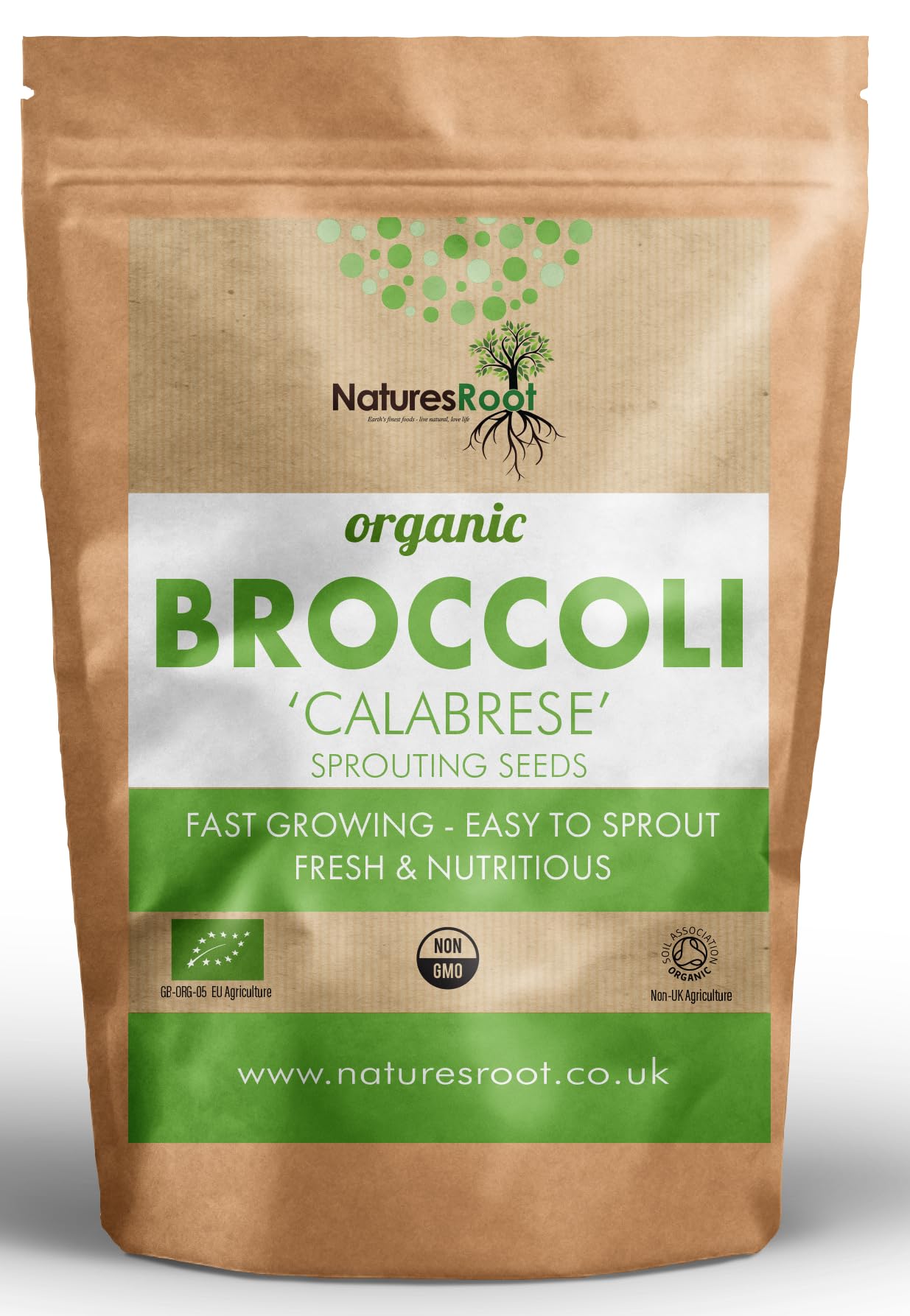 Nature’s Root Organic Broccoli (Calabrese) Sprouting Seeds 250g - Microgreen Sprouting Seeds | Easy to Grow | Tasty Microgreens | Organic Superfood | Non-GMO