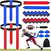 Haootadiy Flag Football Belts Set, 14 Player Adjustable Flags with 42 Flags.Training Cones, Football for Kids Youth Adults.