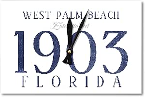 West Palm Beach, Florida – establecido FECHA (azul) reloj de pared