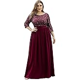 Ever-Pretty Women's Round Neck Maxi Dresses Sequin Plus Size Formal Dresses for Women 0683-PZ