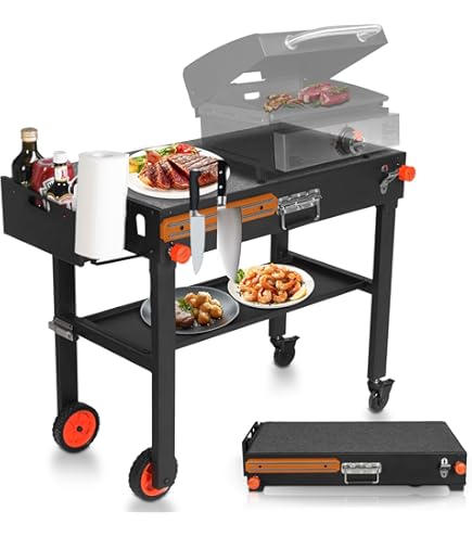 バーベキュー・調理用品 XWAGPRODUCTS X-TAGE SERIES EBONY M ROUND Amazon.com : Outdoor Grill Table for Blackstone Griddle 17/22 inch