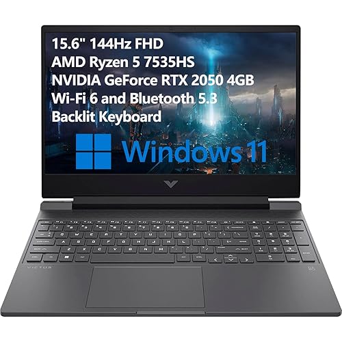 HP Victus 144Hz FHD Gaming Laptop Computer, Hexa-Core AMD