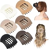6 PCS Flat Hair Clips for Women, Ergonomic Curved Claw Clips for Thick Thin Curly Hair, Round Flat Strong Hold No Slip Grip Claw Clips for All Hair Textures