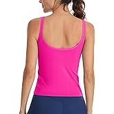 ATTRACO Ribbed Workout Tank Tops for Women with Built in Bra Yoga U Back Crop Top Tight Fit Gym