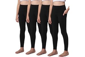 AENLLEY Yoga Active Leggings for Girls with 2 Pockets - Kids Workout Yoga Pants for Athletic (Pack of 2