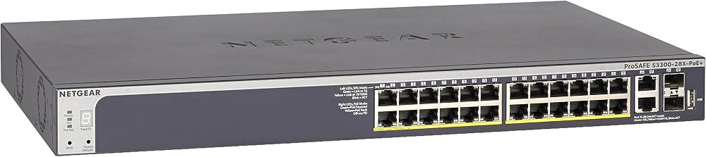 NETGEAR GS728TXP 28-Port Gigabit PoE+ 10G Stackable Smart Managed Switch