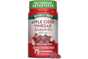 Nature's Truth Apple Cider Vinegar Gummies | 600 mg | 75 Gummies | Apple Flavor | Vegan, Non-GMO, Gluten Free Supplement