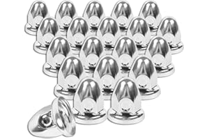 Cabtherlyn 33mm x 2 1/2" Steel Lug Nuts Covers,Polished Bullet Flanged Caps Pointed Push-on Lug Nut Cover for Semi Trucks, Pack of 20 PCS