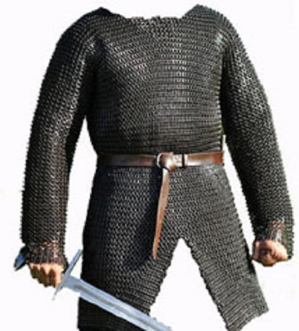 Full Sleeve Hubergion Shirt Round Riveted with Flat Warser Chainmail Shirt 9 mm