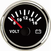 SAMDO Universal Voltage Meter Marine Voltage Gauge Waterproof Voltmeter 52mm 8-16V