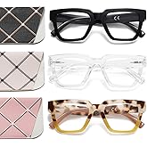 OWTXIS Oprah Style Reading Glasses for Women Blue Light Blocking Square Oversized Stylish Thick Readers Spring Hinge