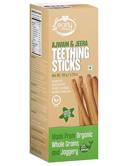 Early Foods Whole Wheat Ajwain Jaggery Teething Sticks - Ms, 150 g