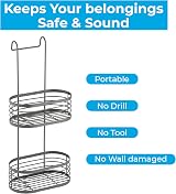 Blue Canyon 2 Tier Hanging Shower Caddy No Drill Stainless Steel Grey view 7