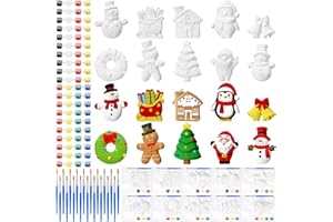 Simgoing 20 Set Christmas Ceramic Painting Kit DIY Ceramic to Paint Your Own Snowman Santa Xmas Tree Penguin Statues Ceramics Christmas Ornaments Crafts for Adults Xmas Party