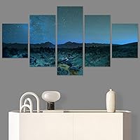 SIGNWIN 5 Panel Canvas Wall Art Astronomy & Space Cosmic Decorative Elements Dramatic Multicolor Photography for Home Decorations Ready to Hang - 60
