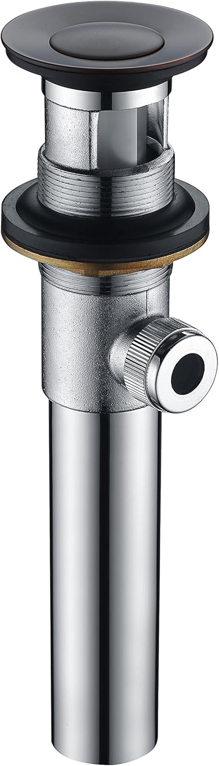 Purelux Bathroom Faucet Vanity Sink Metal Pop-Up Drain Stopper Assembly with Lift Rod and Overflow, Oil Rubbed Bronze Finish - - 