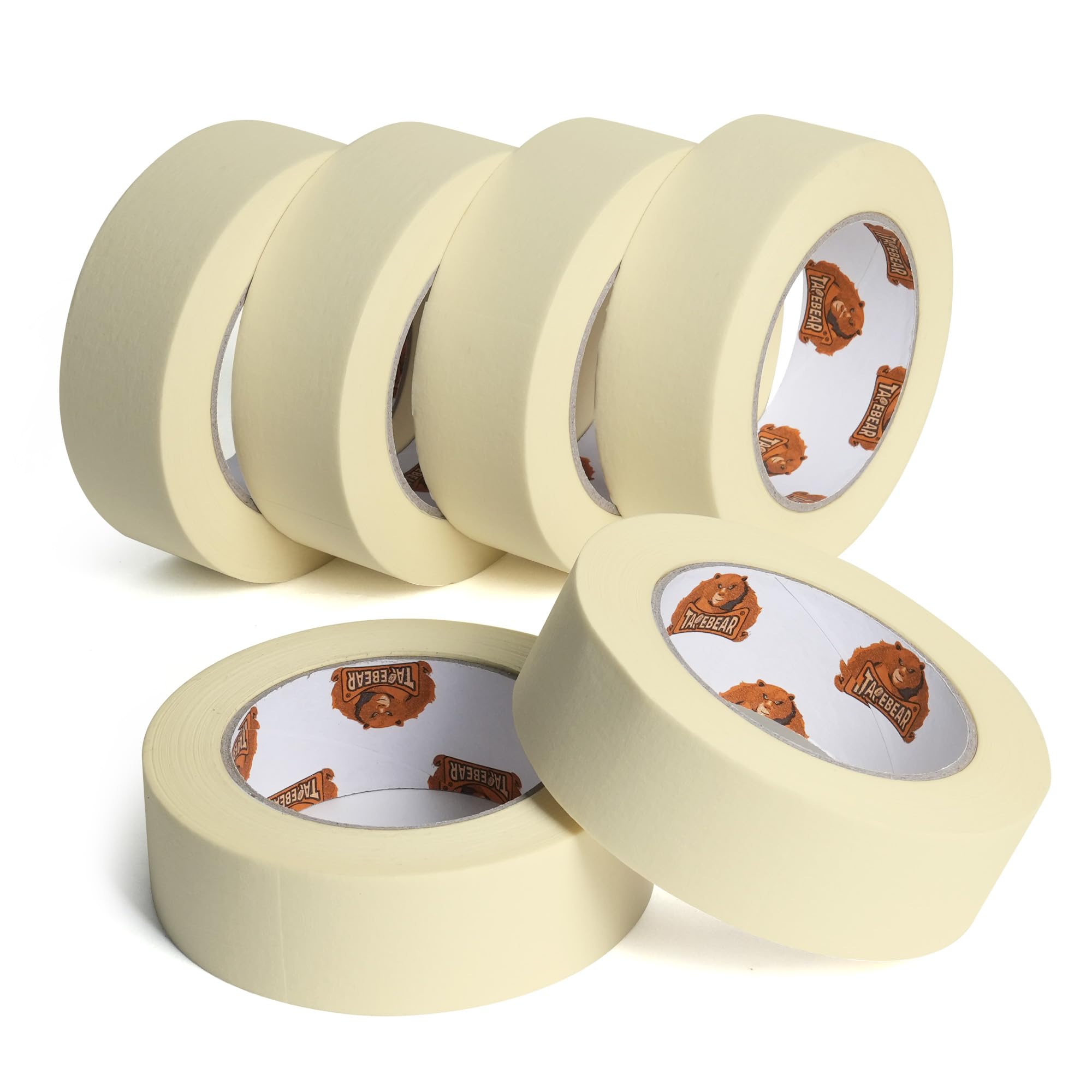 TAPEBEAR All Purpose Masking Tape 36mm x 55m, Beige Painters Tape Decorators Tape for Painting, Decorating, Artists DIY Crafts, Home Office School Projects, 6 Rolls