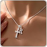Partm Gold Cross Necklace for Women 14K Plated Dainty Pendant Cross Chain Faith Crucifix Choker Baptism Necklace for Women Trendy Religious Jewelry Hypoallergenic