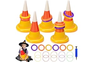 VANBLUE Halloween Ring Toss Game Inflatable Candy Corn Ring Toss Toys with Air Pump for Kids Adults Halloween Party Favors Indoors Outdoors Family Party Game Supplies